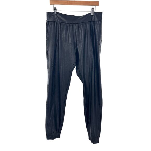 Commando Women’s Large Faux Leather Jogger Pants Black Pockets‎ - Picture 1 of 11